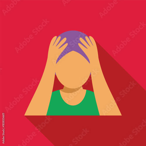 Woman holding hands to her head showing symptoms of stress or headache