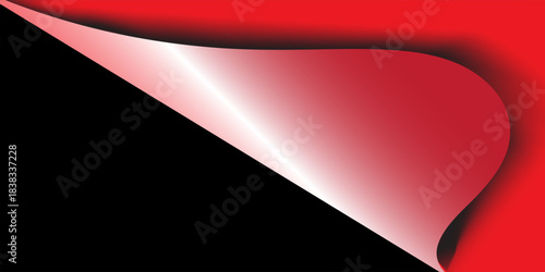 Sticker with loose corners isolated on a black background. Vector red blank paper banner or square folded label. modern