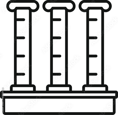 Graduated cylinders standing in a rack, representing chemistry and scientific measurement