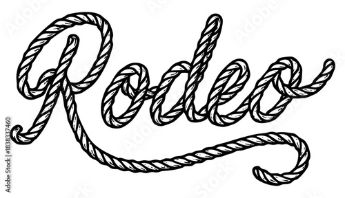 Rodeo word illustration, text effect vector isolated on transparent background	