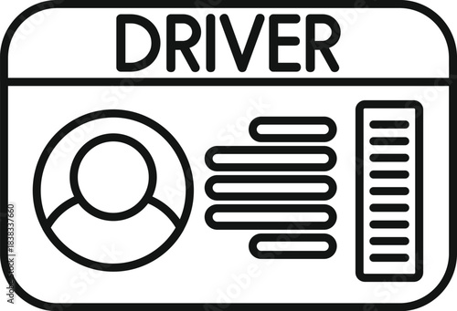 Driver card with personal information and data lines is representing driving license or identification document