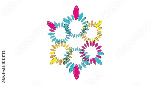 Floral Harmony: A vibrant arrangement of stylized flowers comes together, each bloom in a unique hue. The design conveys the beauty of nature and the artistry of modern design. 