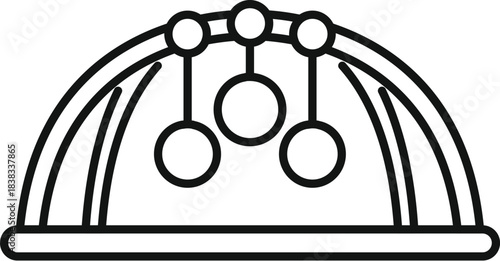 Hanging toys on a baby playing arch stimulating development and providing entertainment