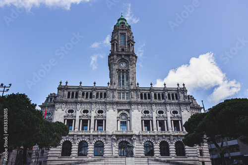 Porto City Hall Building Under a Clear Blue Sky