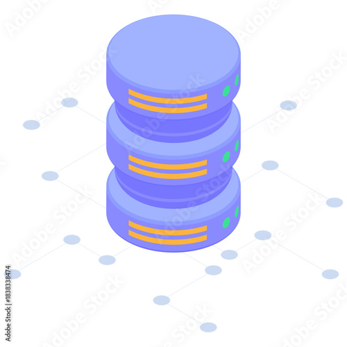 Data Server Storage Stack Isometric Icon