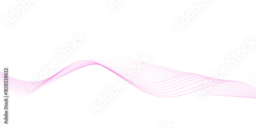 colorful  wave line pattern. Flowing particles wave pattern gradient smooth curve shape isolated on transparent background.	