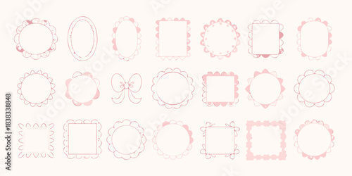 Collection of delicate pink decorative frames and ornate floral embellishments