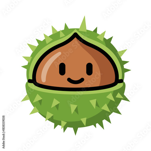 A delightful chestnut character with its spiky shell, adding a touch of autumn whimsy and charm