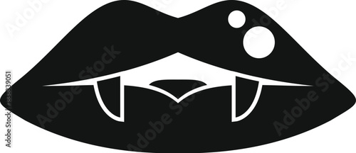 Black lips with fangs and lip piercing, perfect for halloween projects