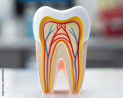 Cross section tooth dental anatomy enamel dentin pulp nerve blood vessel root canal oral health dentistry