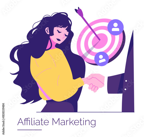 Affiliate Marketing Handshake Vector Illustration