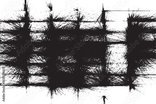 Abstract Black and White Explosive Ink Splatter Grid Background