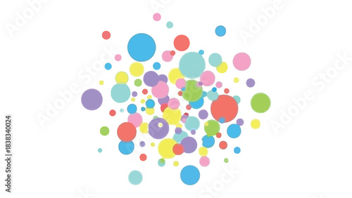 Burst of Color: A vibrant explosion of assorted-color circles against a plain backdrop, creating a joyful and energetic aesthetic.