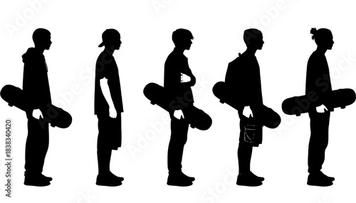 Skater Standing Holding Board Vector