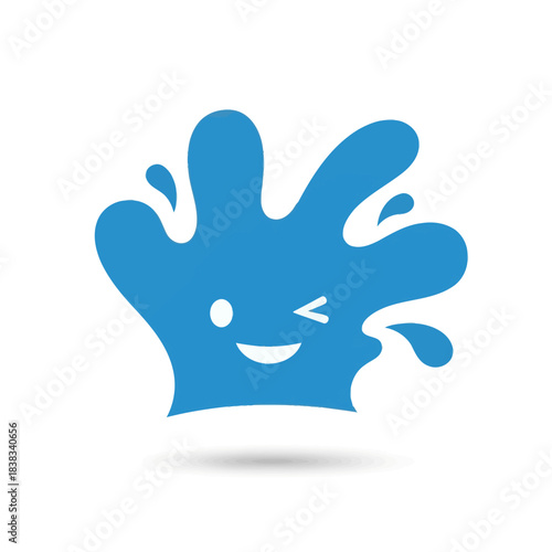 Whimsical splash character design radiating cheerfulness with a playful winking expression