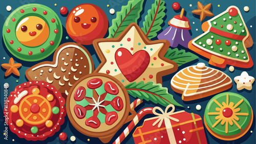 Festive christmas cookies detailed scene