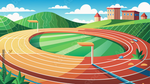 Illustration of a track and field stadium