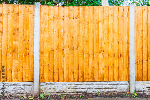 Obraz na płótnie Brand new fence panels flat view, boundary fencing with concrete posts