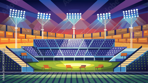 Illustration of a brightly lit stadium