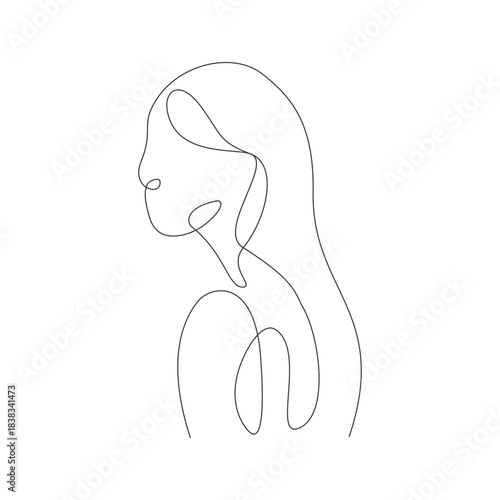 Woman Hand Near Face Expressive One Line Art IllustrationLong Hair Woman Profile Minimalist One Line Art Vector