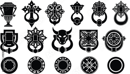 Vector silhouette collection of diverse female models in various fashionable dresses and gowns, illustrating haute couture, elegance, beauty, and apparel modeling concepts.