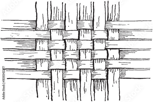 Hand-Drawn Black and White Square Basket Weave Pattern