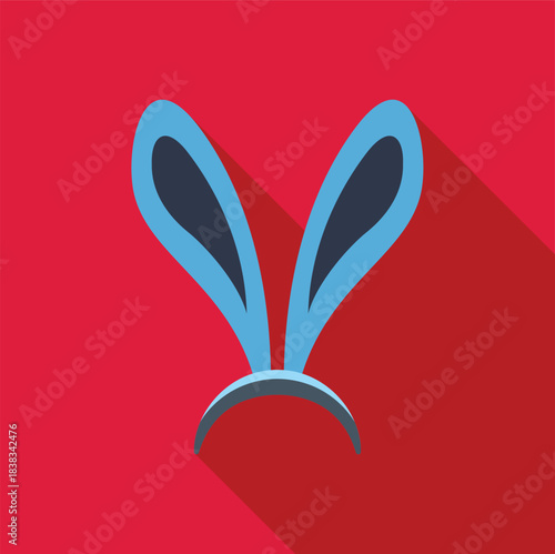 Bunny ears headband showcasing a flat design style with a long shadow