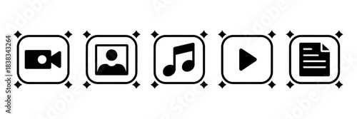 AI Icons Vector – Media Generation Buttons for Image, Video, Audio and Text Creation