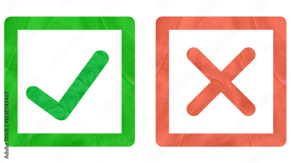 Obraz premium Checkmark cross transparent background, checkbox, green check and red cross mark, tick mark, yes and no