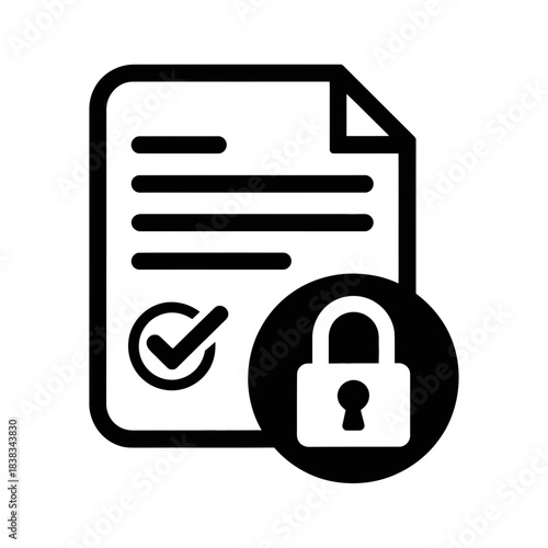 Document icon with checkmark and padlock symbol