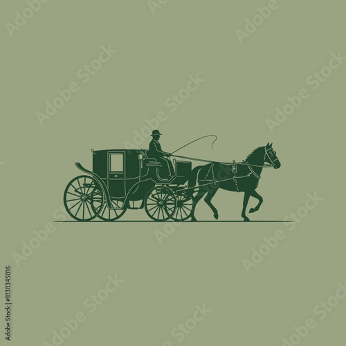 Elegantly designed image featuring a horse-drawn carriage reminiscent of bygone eras of