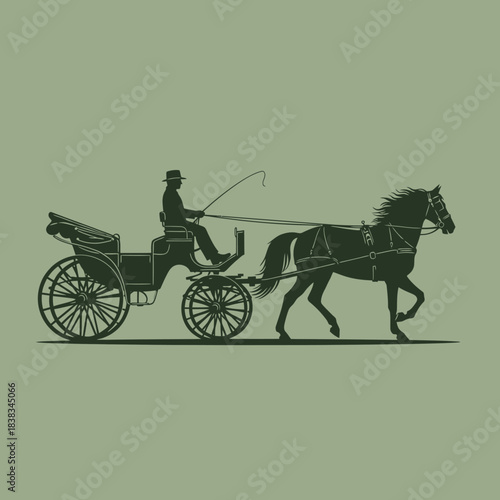 Silhouette of horse-drawn carriage conveying nostalgia, conveying traditional transport within