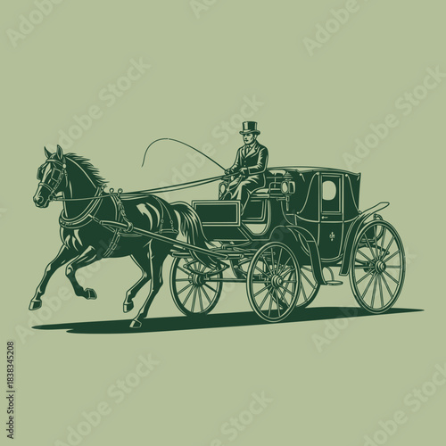 Vintage equine carriage illustration depicting a bygone era's transportation method showcasing