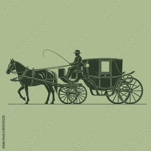 Silhouette of a horse-drawn carriage evoking historical elegance and bygone eras of transportation