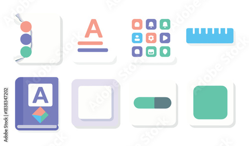 Glowing abstract icons on dark background