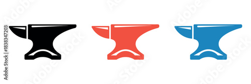 Anvil Icons Vector – Colorful Anvil Symbols for Craft, Metalwork, and Tool Design