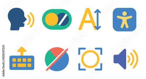 Colorful accessibility icons on dark gradient background