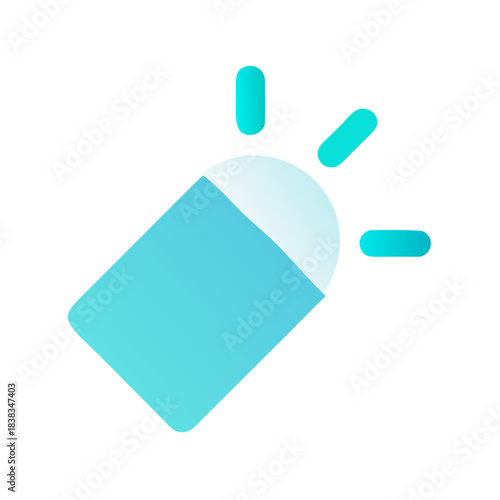 cyan glowing eraser icon with rays and gradient design