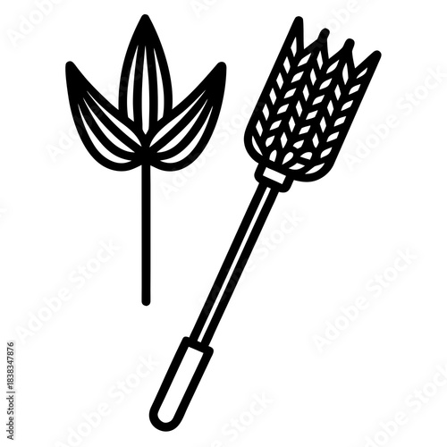Corn harvesting tool line art illustration 