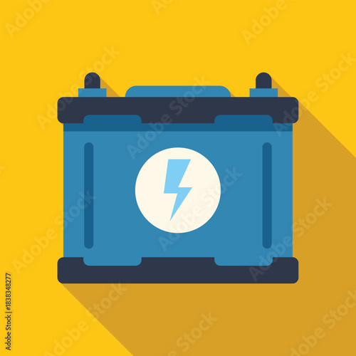 Car battery illustration providing start up power for vehicles and electricity for various uses