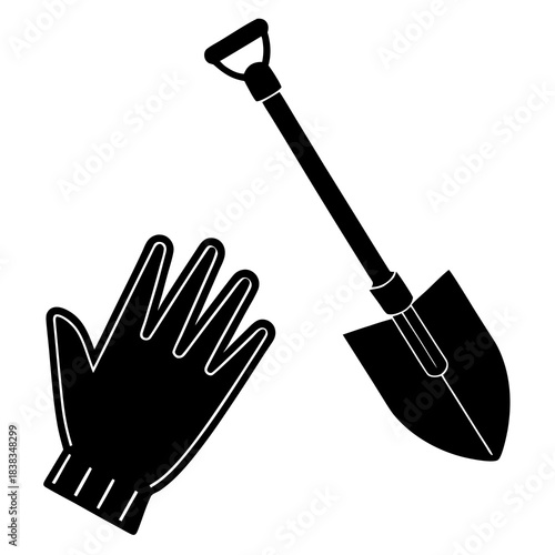 Garden Hoe and glove vector illustration