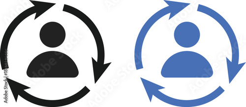 Replace Person Icon Set. User Substitution and Profile Swap Symbols. Switch User and Account Change Management icons collection. Change Profile and User Exchange sign