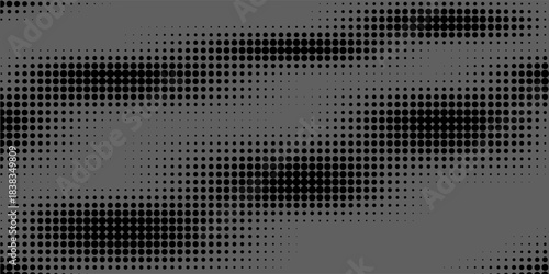 Dotted halftone gradient texture. Vanishing polka dot background. Repeating dots gradation pattern background. Black fading comic pop art overlay backdrop. Raster effect wallpaper. Vector texture