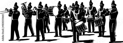 Marching band silhouette vector illustration design graphic	