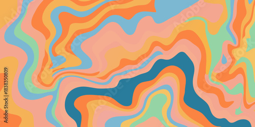 Abstract swirl pattern with vibrant orange blue and pastel colors