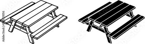 ofvs626 OutlineFilledVectorSign ofvs - picnic table vector icon . isolated transparent . outline and filled version . AI 10 / EPS 10 / PNG . g11969	