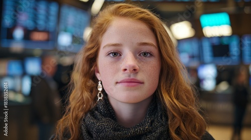 Wallpaper Mural Woman with red hair and freckles in a newsroom. Torontodigital.ca