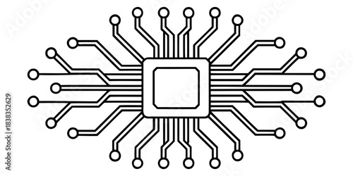 Circuit Board Vector Lines: Abstract PCB Electronic Technology Background & Schematic