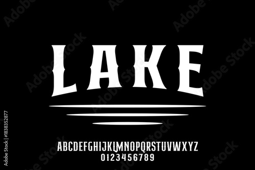 Lake Typography with Water Reflection and Full Alphabet Set.