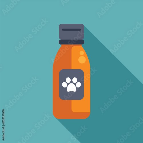 Pet medicine bottle with paw print protecting animal health